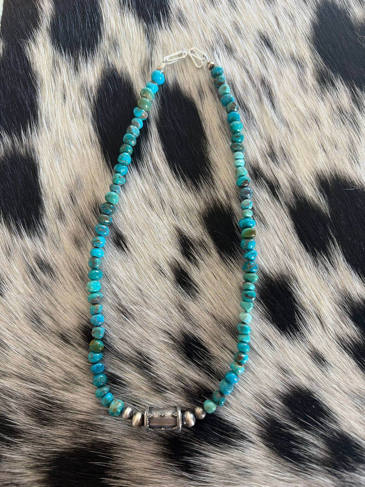 Genuine Turquoise w/ Sterling Silver Barrel