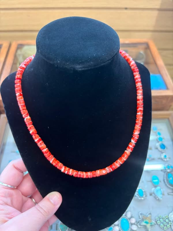 Red coral Disk Necklace