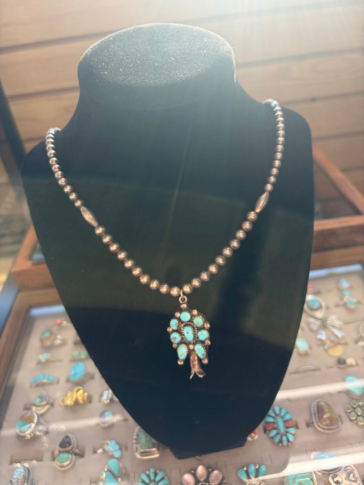 Cluster blossom and pearl necklace