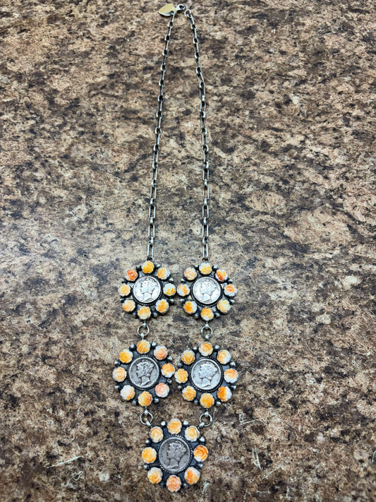 Orange Spiny Mercury Necklace