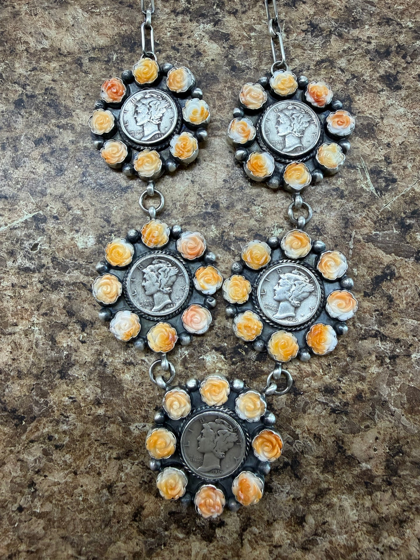 Orange Spiny Mercury Necklace