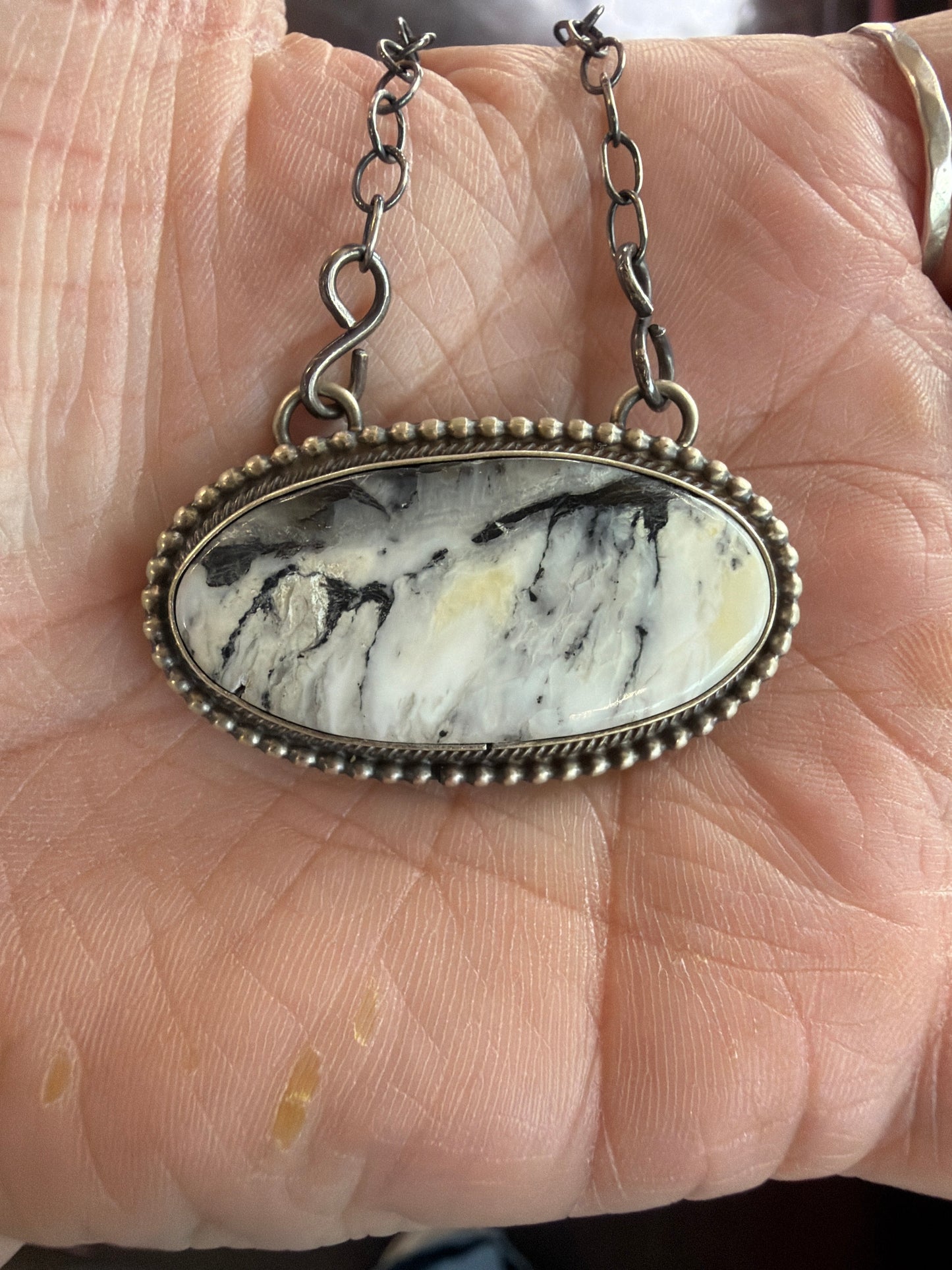 Small Oval White Buffalo Necklace