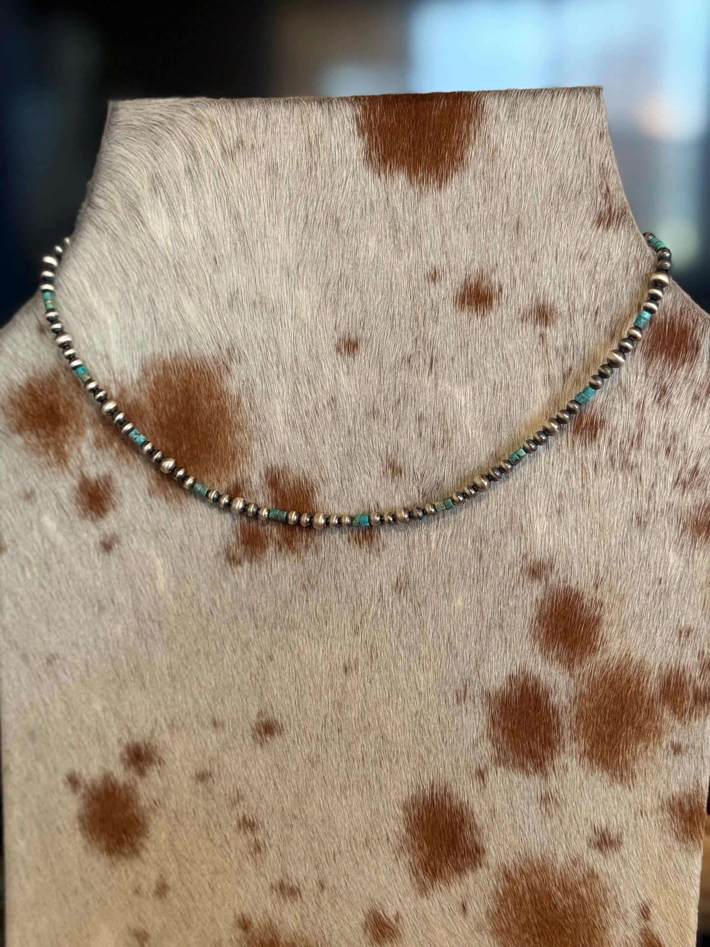 Turquoise Heishi & Sterling Pearl