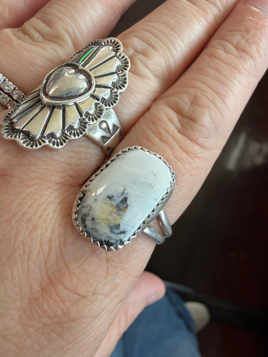 Rectangle White Buffalo Ring