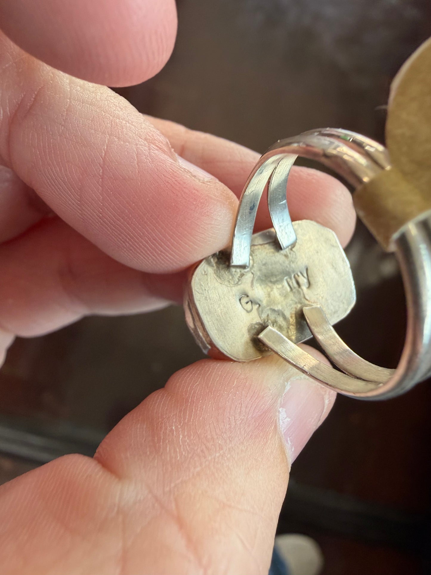 Rectangle White Buffalo Ring