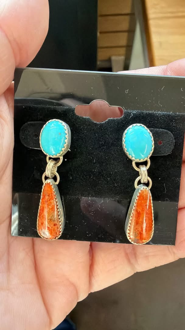 Kingman and Apple Coral Earring