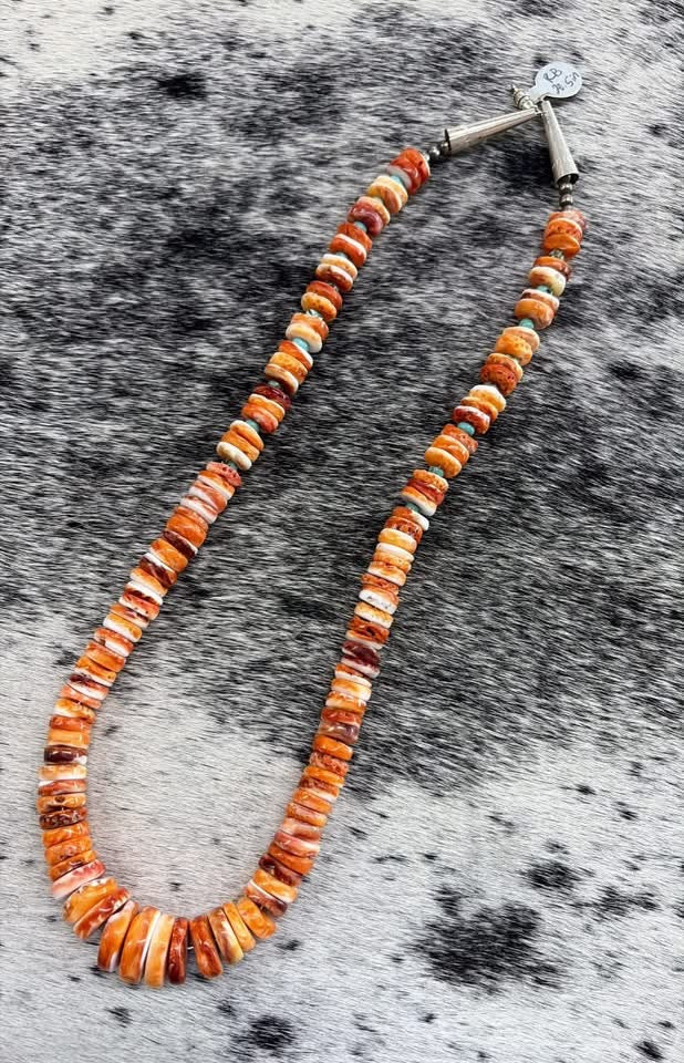 Orange Spiny Graduated Necklace