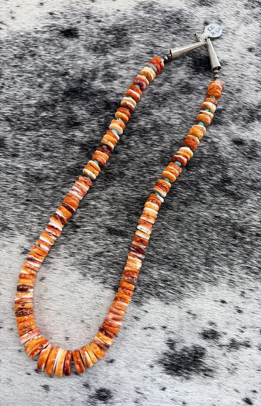 Orange Spiny Graduated Necklace